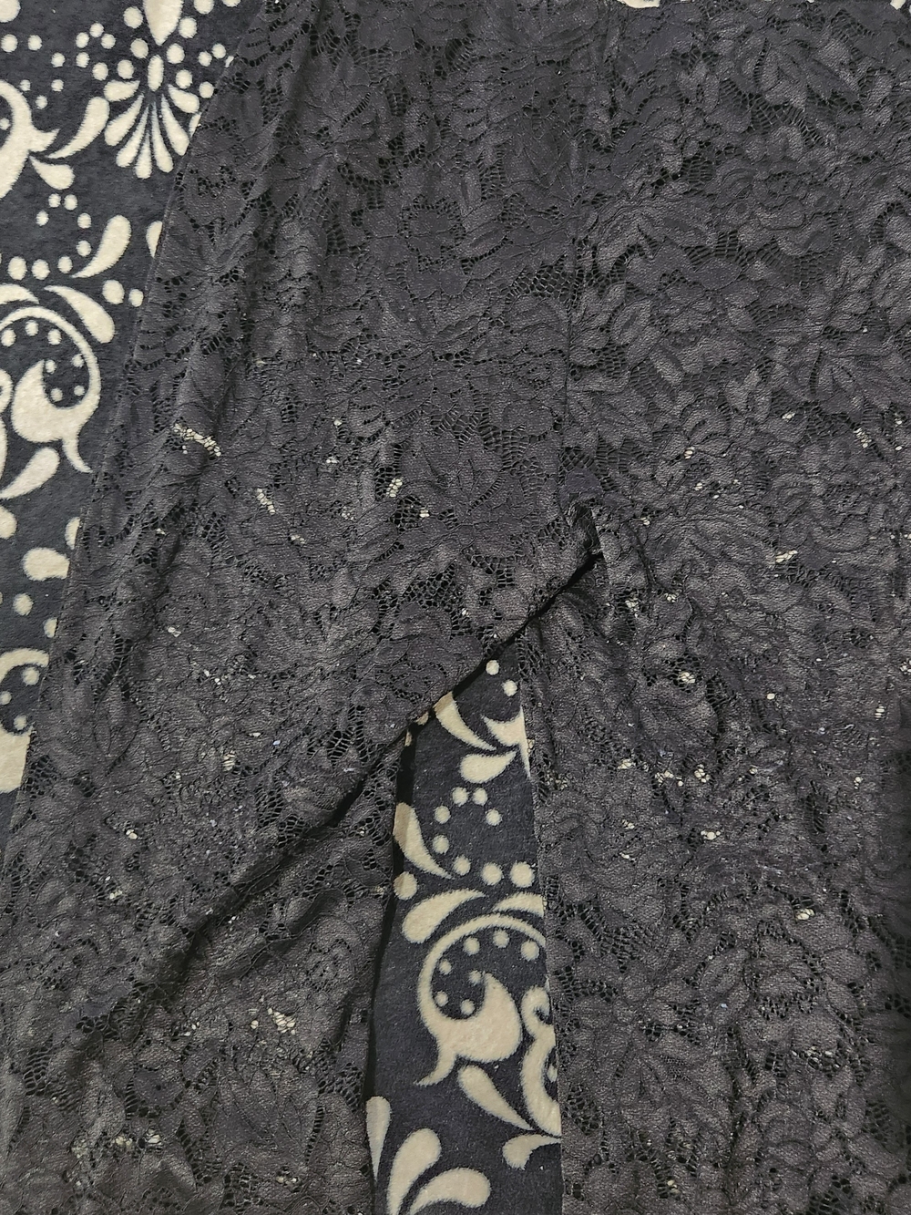 Black Lace Straight-Leg Pants